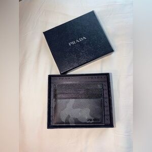 Prada Men’s Black Camouflage Saffiano Card Holder